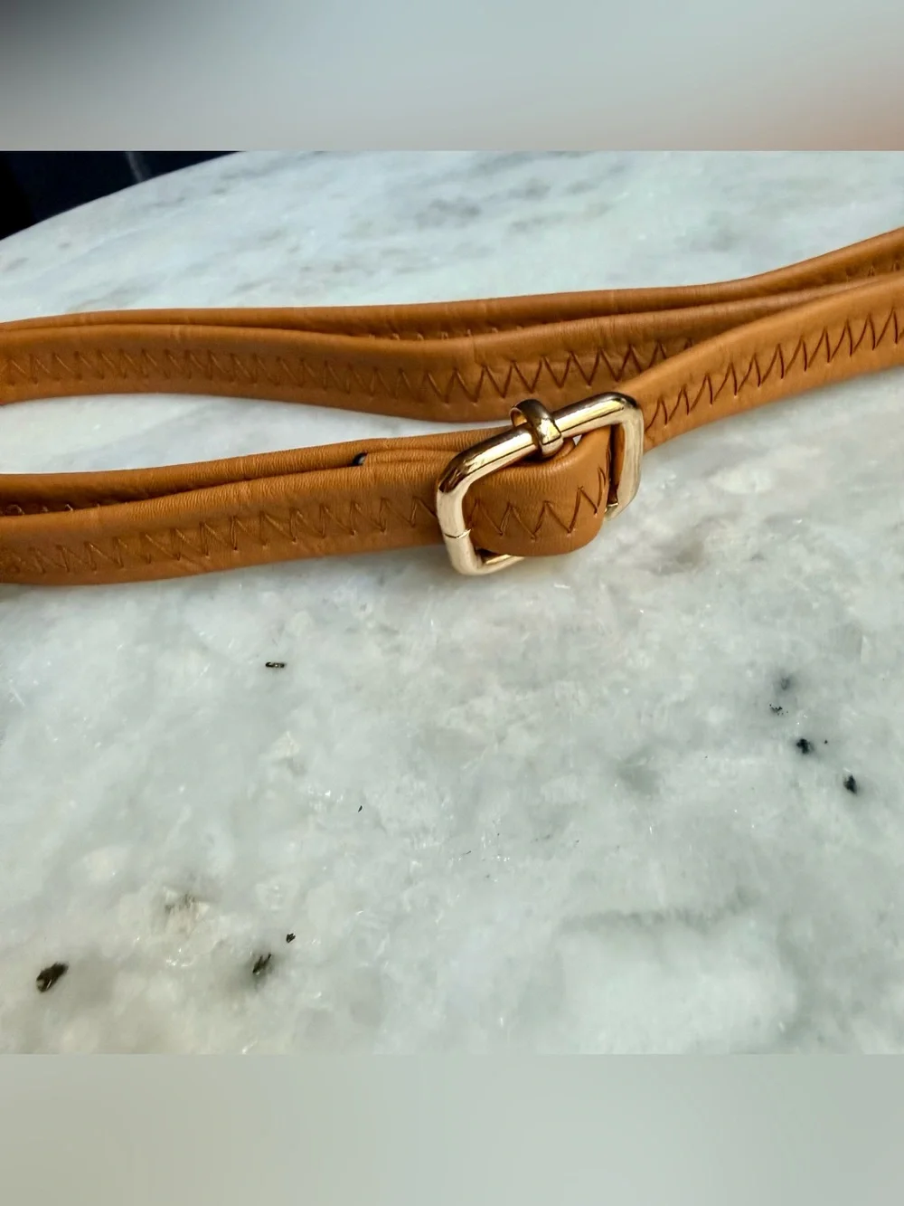 Tan Crossbody Bag Strap Adjustable Vegan Leather Swivel Gold Clasps
